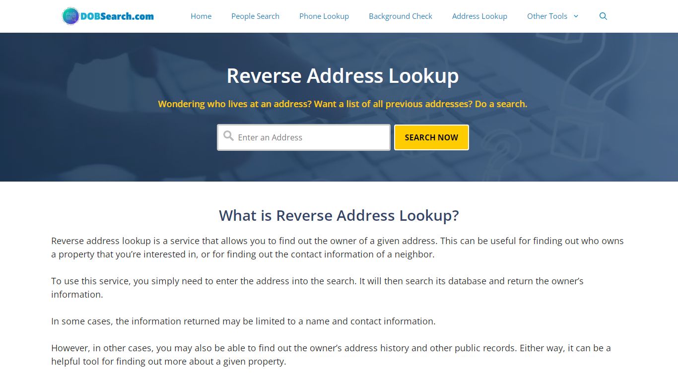 Perform a Reverse Address Lookup - Learn Who Lives There - DOBSearch.com